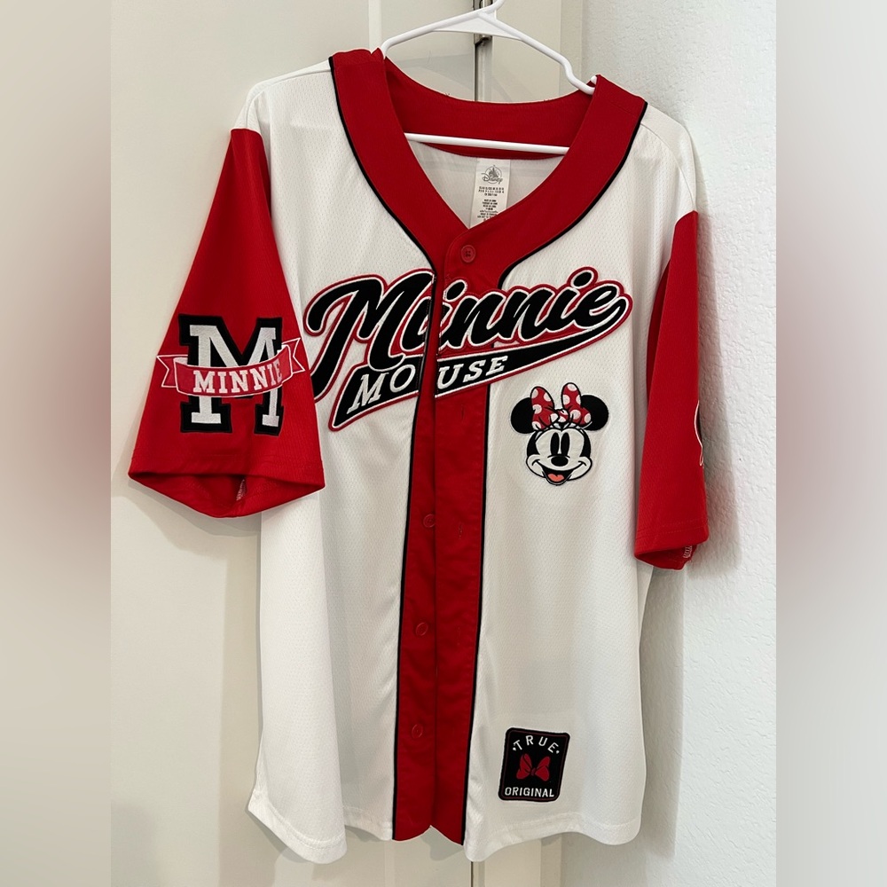 Disney Minnie Mouse White and Red Baseball-Style Jersey